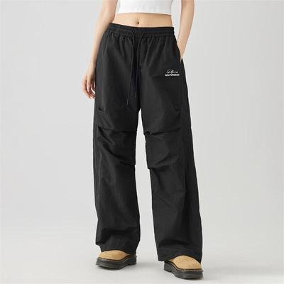 GOLFCROSS Unisex Pleated Letter Embroidery Drawstring Workwear Pants