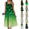 Robe Décontractée Boutonnée Sans Manches pour Femme avec Poches et St. Imprimés de la Saint-Patrick