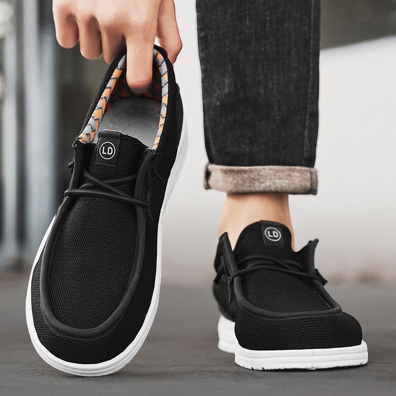 

Large size 2025 breathable mesh one-pedal men s shoes non-slip outdoor casual shoes lightweight personalized shoes loafers 39 чёрный
