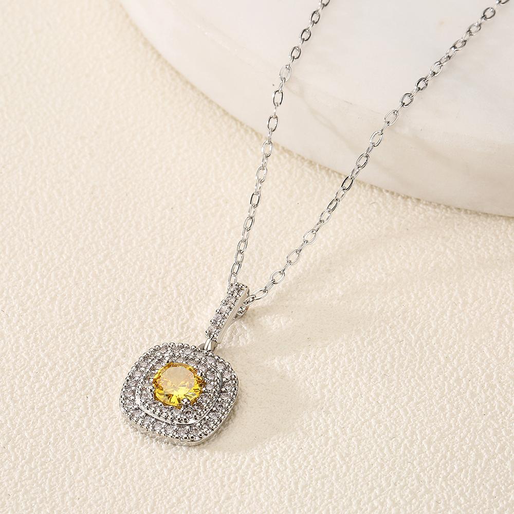 

ZAKOL Классический геометрический набор серьги-ожерелье с кубическим цирконием для женщин Блестящий циркон квадратный серебристого цвета для свадебной вечеринки Циркон