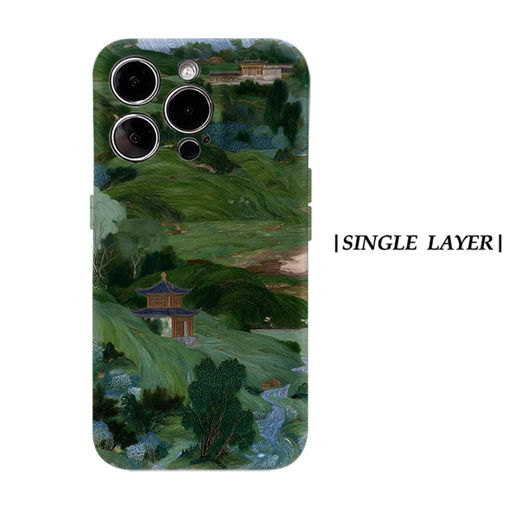 

Chinese Garden Scroll Phone Case for IPhone 17AIR 16E 16 15 14 13 12 11 17 Pro Max Plus Double-layer Back Cover IPHONE17PROMAX