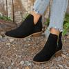 Fashion Women's Natural Suede Elastic Low Heel Shoes Autumn and Winter Ankle Boots Square Toe Casual Short Boots Size 36-43