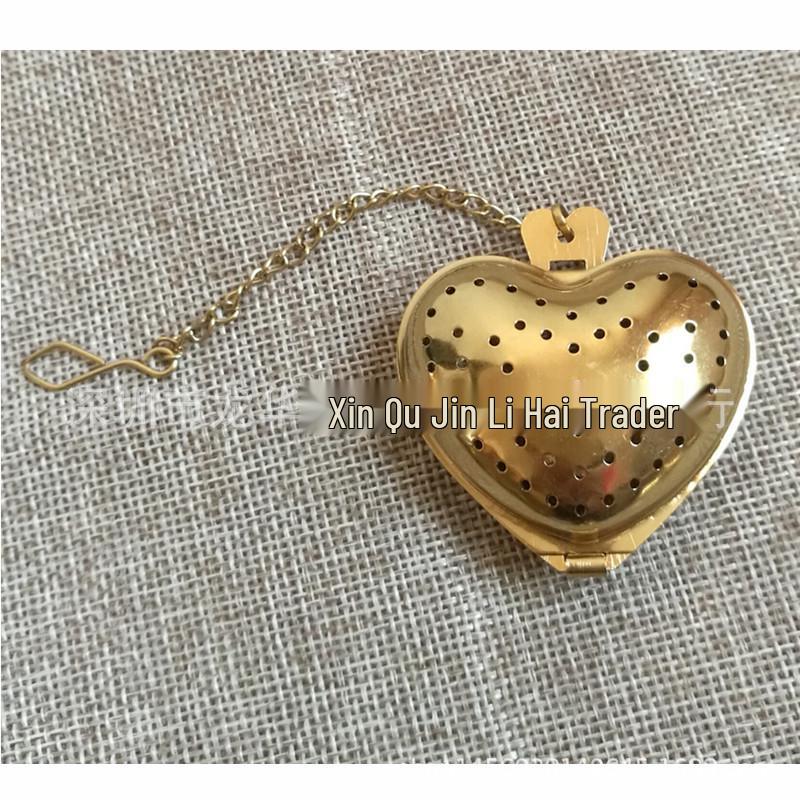 Heart-Shaped 304 Gold Stainless Steel Tea Infuser Strainer Filter Mesh for Weddings