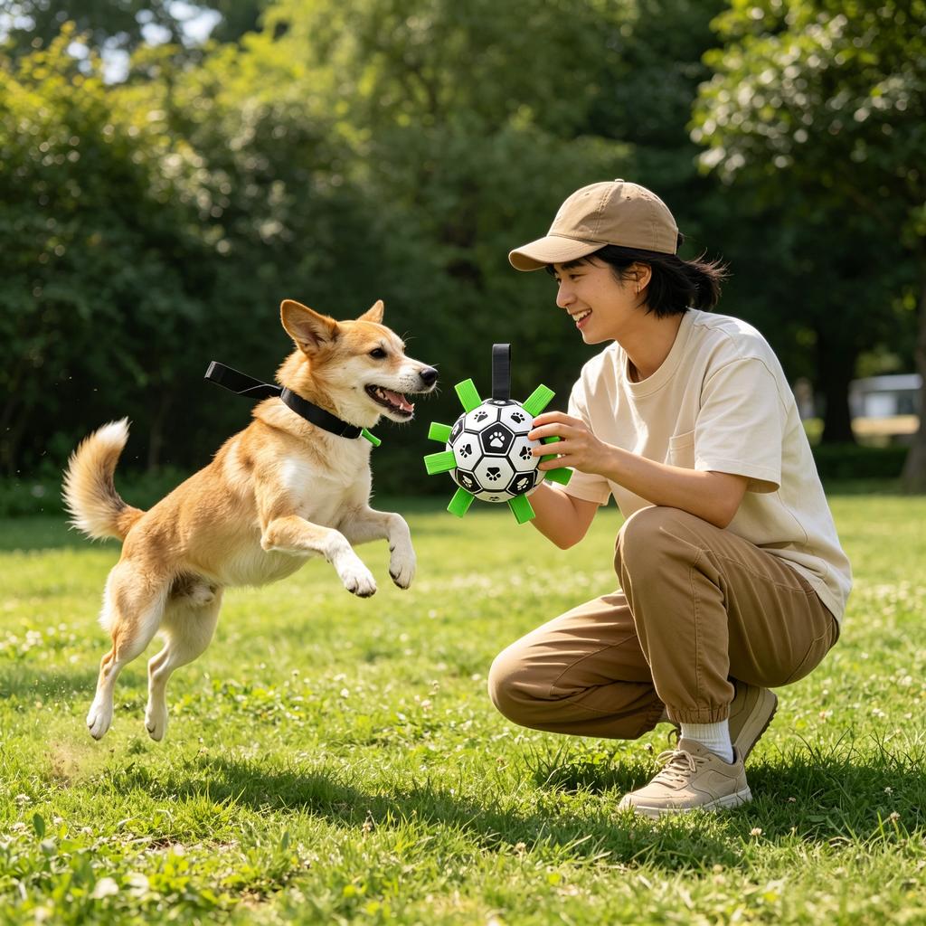 Squeaky Football Dog Toy for Training & Play: Self-Play Chew-Resistant Ball for Fetch Games and Independent Fun