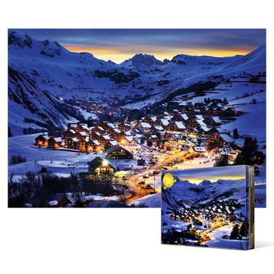 Hermoso crepúsculo en un resort de los Alpes franceses: rompecabezas de 1000 piezas, popular rompecabezas coreano