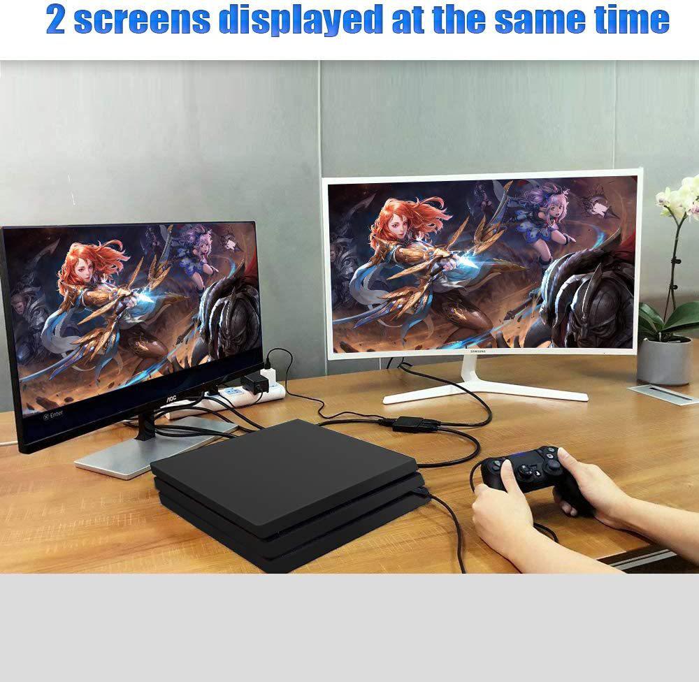 4K HDMI Splitter - 1 Input To 2 Outputs, Mini HDTV Video Mirroring Device