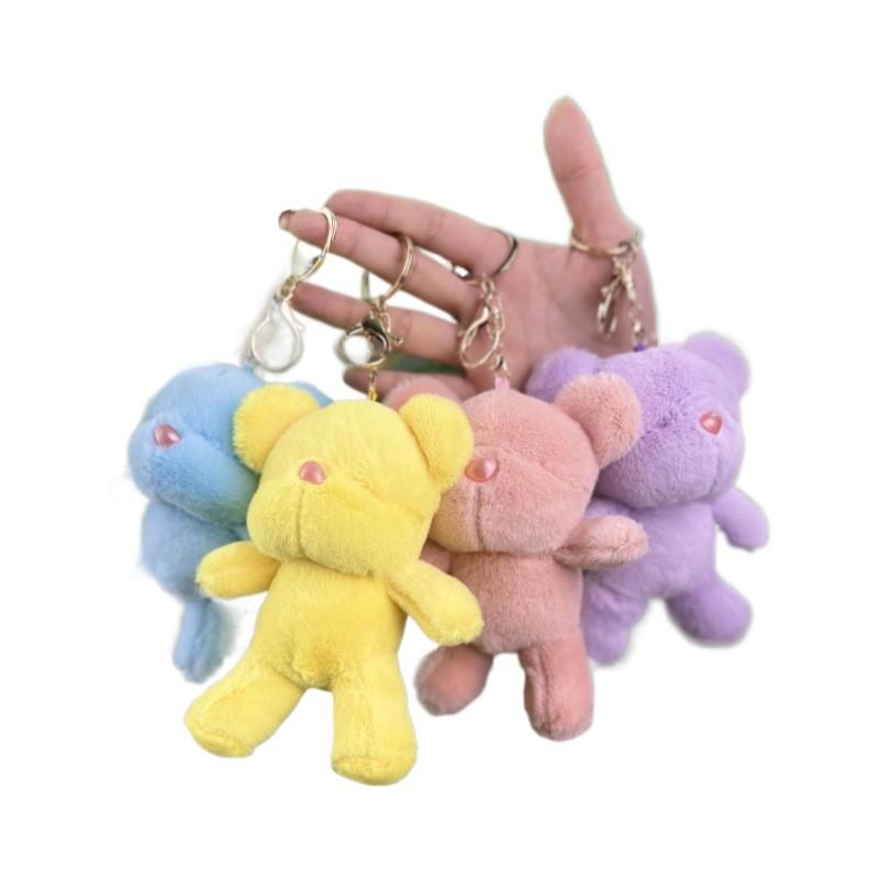 Cute Animal Plush Bear Keychain Toy With Soft Fabric And Colorful Beads Gifts For