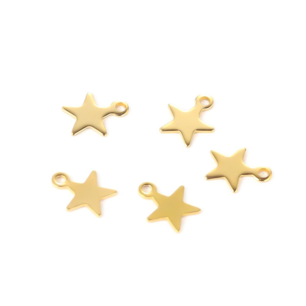 Semitree 20pcs Stainless Steel Small Star Pendant Flat Charms for DIY Jewelry Making Necklace Decoration Bracelet End Tail Charm