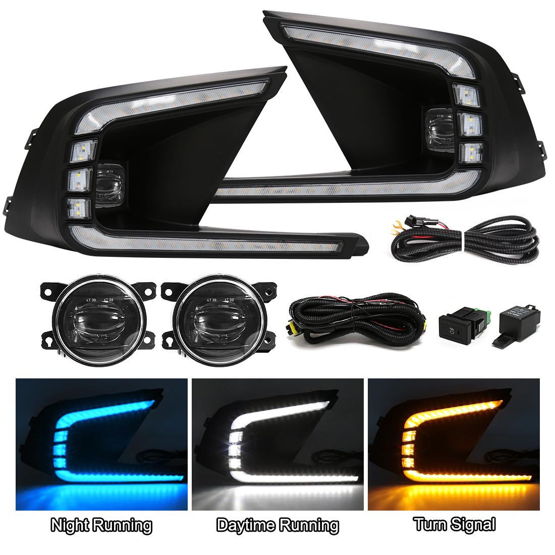 For Honda Civic Daytime Running Lights LED DRL Fog Lamps Front Bumper Daylights White Blue Amber Car Acssories