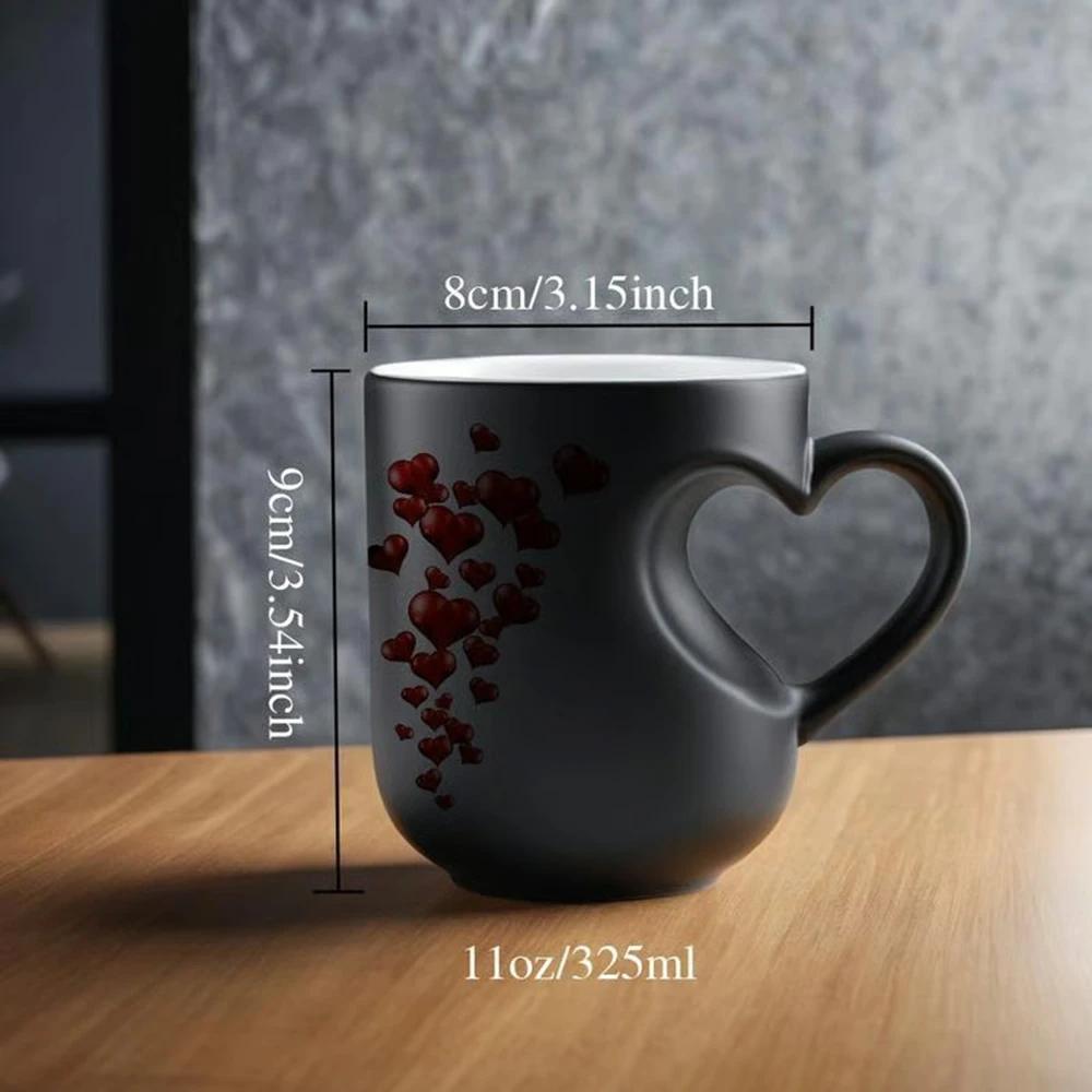 

11oz Color Changing Ceramic Coffee Mug Heat Reactive Design Romantic Valentine Gift for Him Her 201-300ml