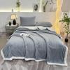 Lambswool & Faux Rabbit Fur Striped Blanket - Sofa Nap & AC Cover
