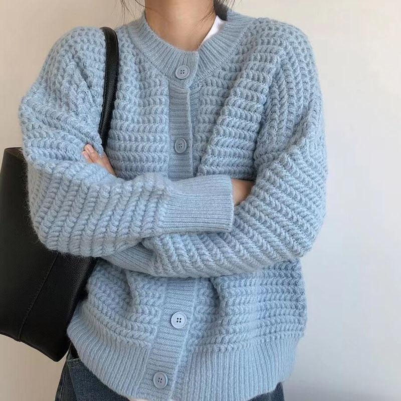 Red Sweater Women's Loose and Lazy Style Early Autumn Korean Knitted Cardigan Spring and Autumn Women's Top
