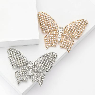 Cute Alloy Pearl Rhinestone Butterfly Brooch Light Luxury Delicate Ladies Suit Dress Brooch Ornament Pin