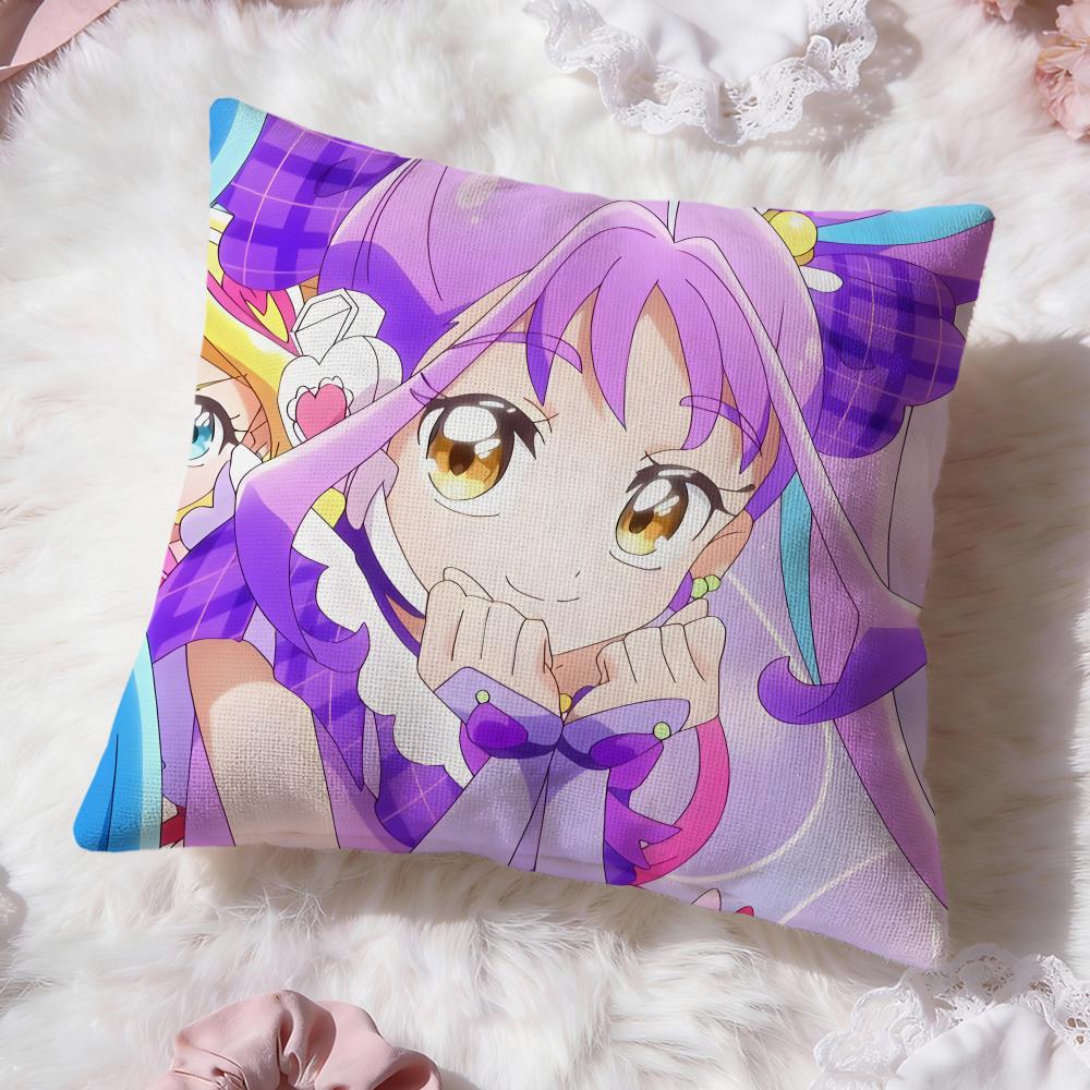 y-You and Idol Pretty Cure Cushion Cover Premium Comfort Reversible Pillow Cove -Two in One Design for Any Room & Car Interior