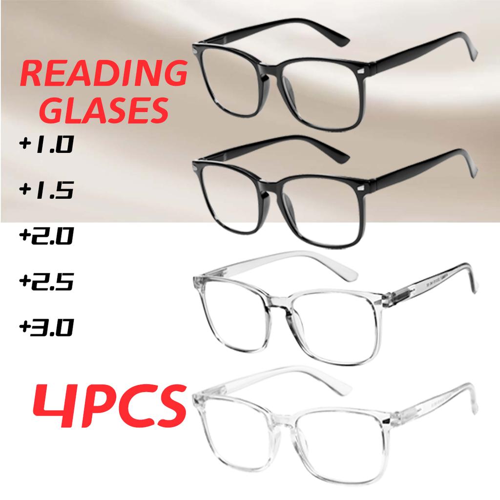 4pcs Transparent Computer Glasses Frame Women Men Anti Blue Light Square Eyewear Blocking Glasses Optical Spectacle Eyeglass