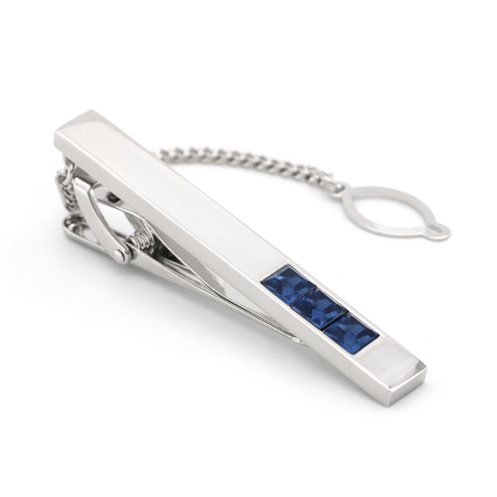 

Зажим для галстука из чистой меди с двухслойным гальваническим покрытием, красный и синий кристалл