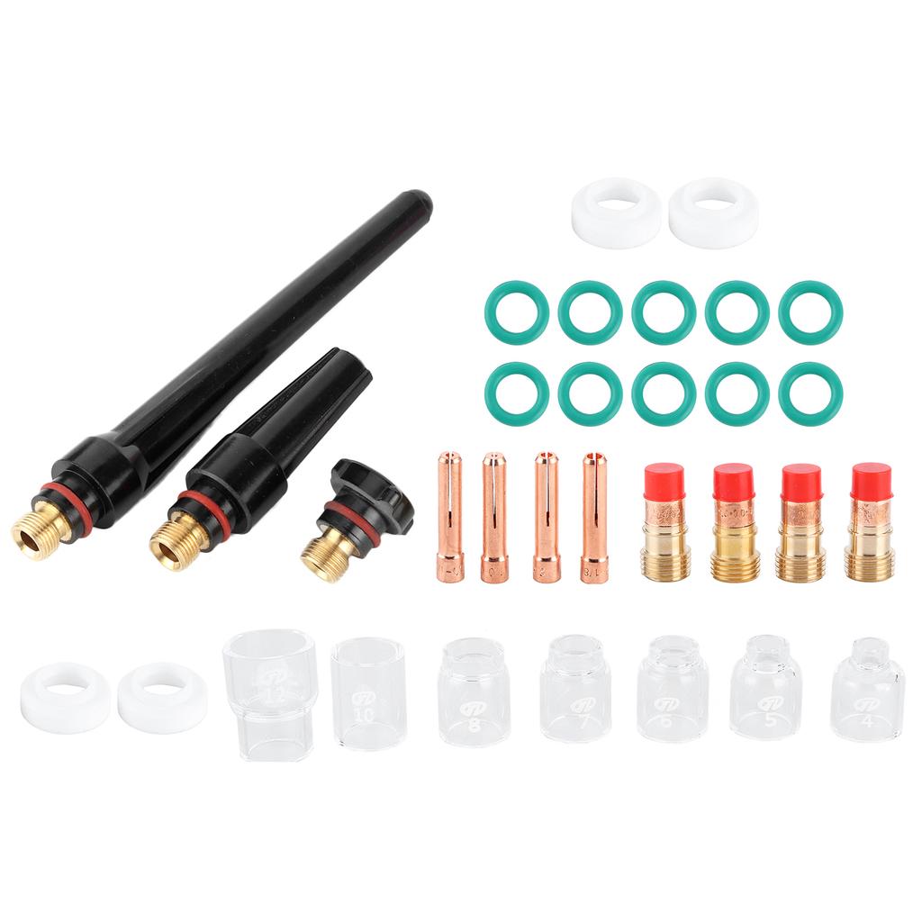 30pcs set Glass Cup Kit Heat Resistant 4# 5# 6# 7# 8# 10# 12# Accessories for TIG Welding Torch