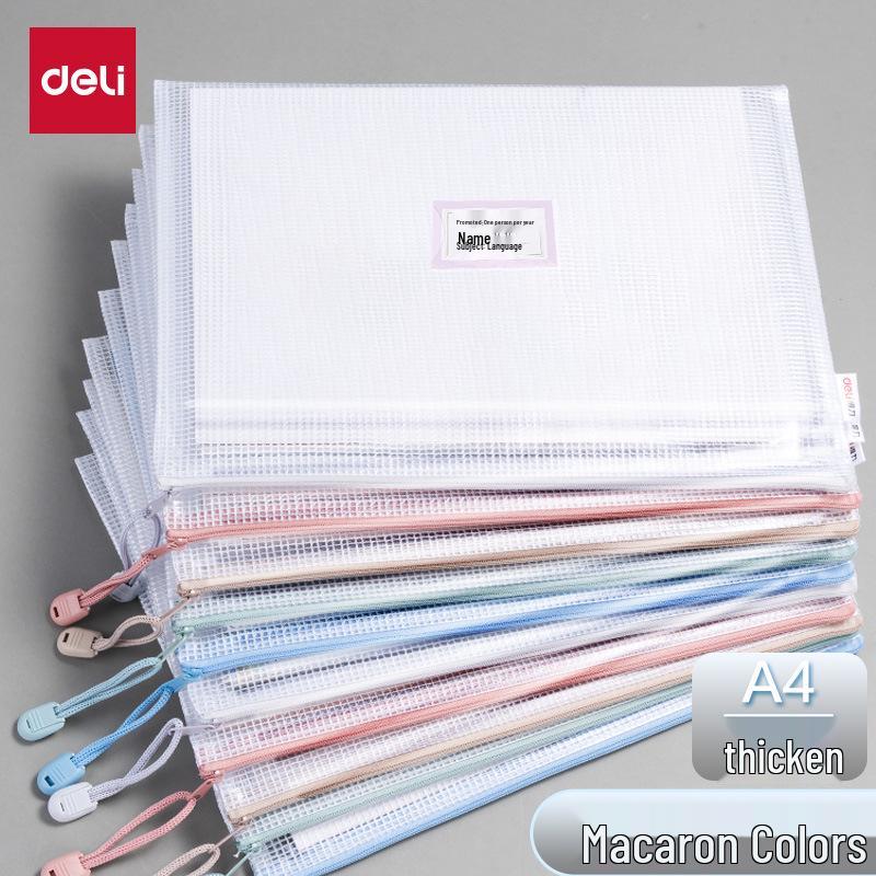 Deli Waterproof Thickened A4 Zipper File Bag - Transparent Student Organizer 63482