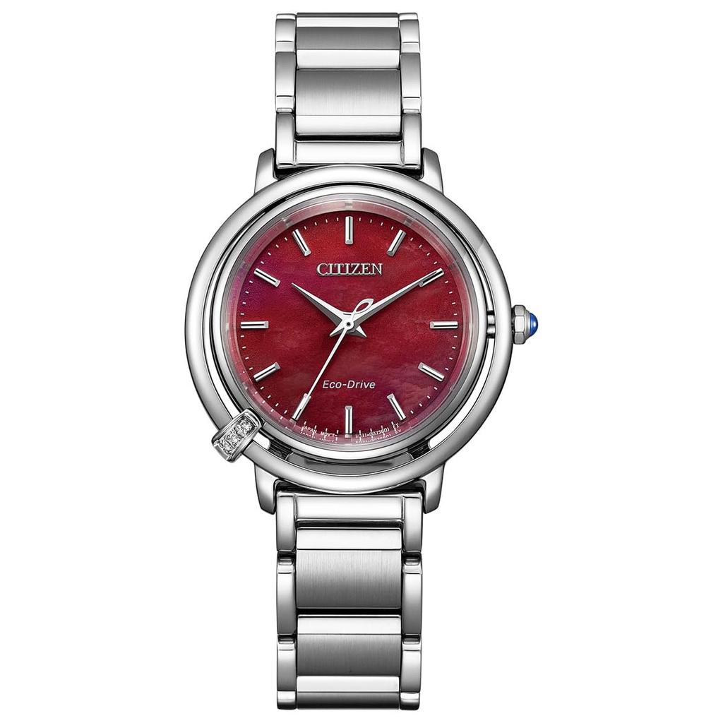 Citizen ARCLY Collection Advertising with Interchangeable Silver EM1090-78X Women's Watch, Light-Powered Eco-Drive, Waterproof, Model, Strap, Red,