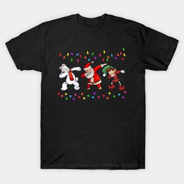 Dabbing Santa Elf Bear Christmas Made in Australia T-Shirt XL