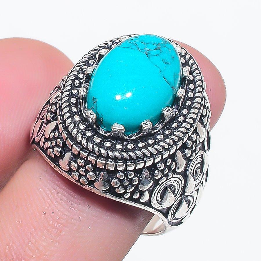 Santa Rosa Turquoise Gemstone 925 Sterling Silver Jewelry Ring Size 8
