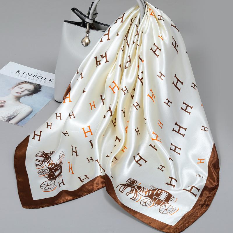 90 Square Scarves, Silk Scarves, Women's New Spring and Summer High-end Sense Versatile, Thin Scarves, Shawls Outside