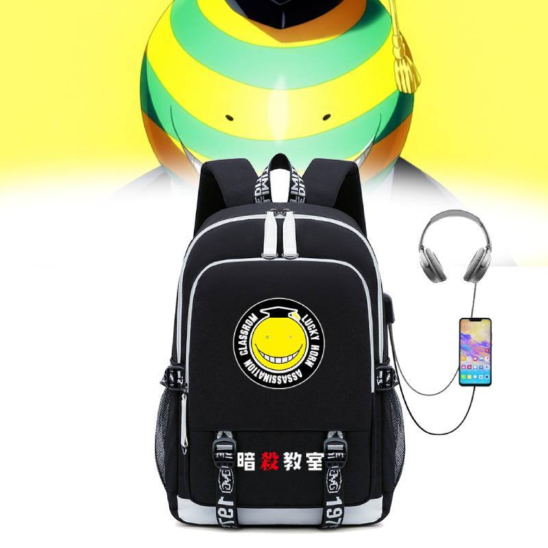 Assassination Classroom Usb Charging Student Backpack With Water Resistant Oxford Material For School Use