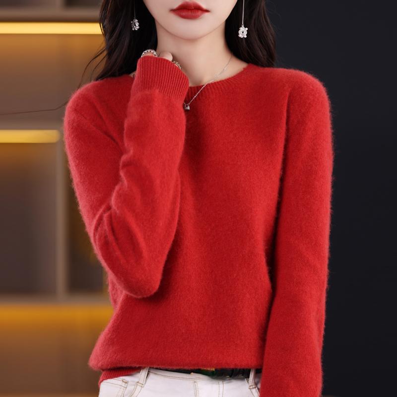 Pullover Casual in Maglia da Donna Autunno e Inverno Morbido e Caldo Manica Lunga Base Girocollo