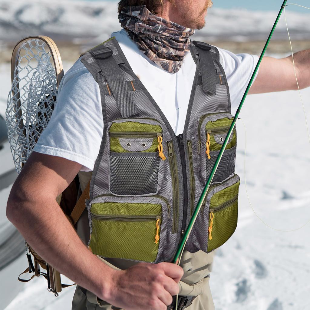 Mens Quick Dry Fishing Vest Mesh Jackets Photography Hiking Vest Multi-Pocket Fishing Waistcoat Outdoor Fly Fishing Vest
