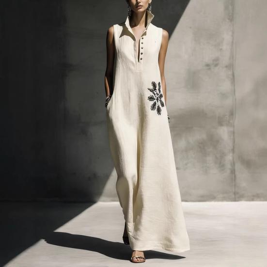 Women's V-Neck Dress with Nipped-In Waist Summer Dress Casual Loose Fit Dress Comfortable A-Line Silhouette Elegant Dress for Office Vacation Party