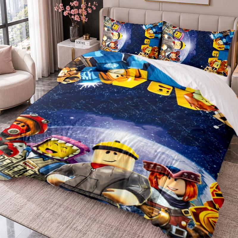 Roblox 3Pcs Bedding Set Duvet Cover With Two Pillowcases For Bedroom Home Decoration