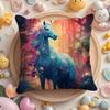 Rainbow Unicorn Cushion Cover Plush Fabric Soft Double-Sided Printed Sofa Warm Winter Home Gift Pillow Cover