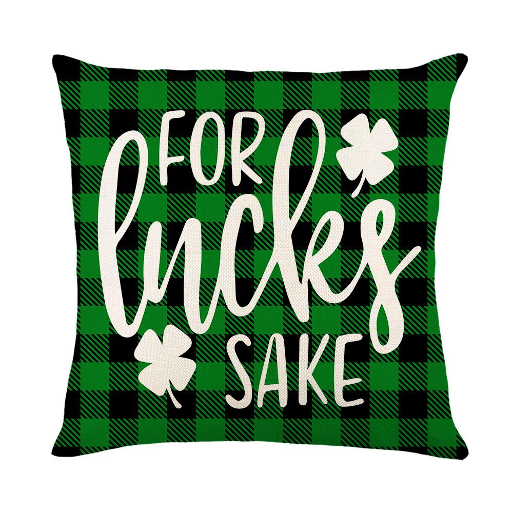 Combination Festival Cushion St. Patrick's Day Cushion Green Plaid Four-leaf Clover Sofa Cushion
