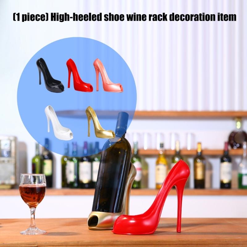 High Heel Wine Bottle Stand, Decorative Open-Front Display Accent for a Dining Table, Sideboard, or Wine Cabinet
