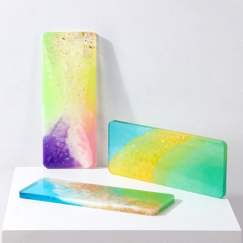 Diy Crystal Epoxy Hole Shelf Mould Mirror Desktop Screen Partition Bracket Mold for Item Cosmetic Jewelry Storage