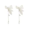 Super Fairy Gauze Flower Diamond Earrings Female New Online Celebrity Ear Jewelry Temperament Long Crystal Tassel Earrings.