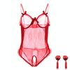 Large Sexy Underwear Sexy Lace Bow Open Crotch Dew Milk Three-point Style