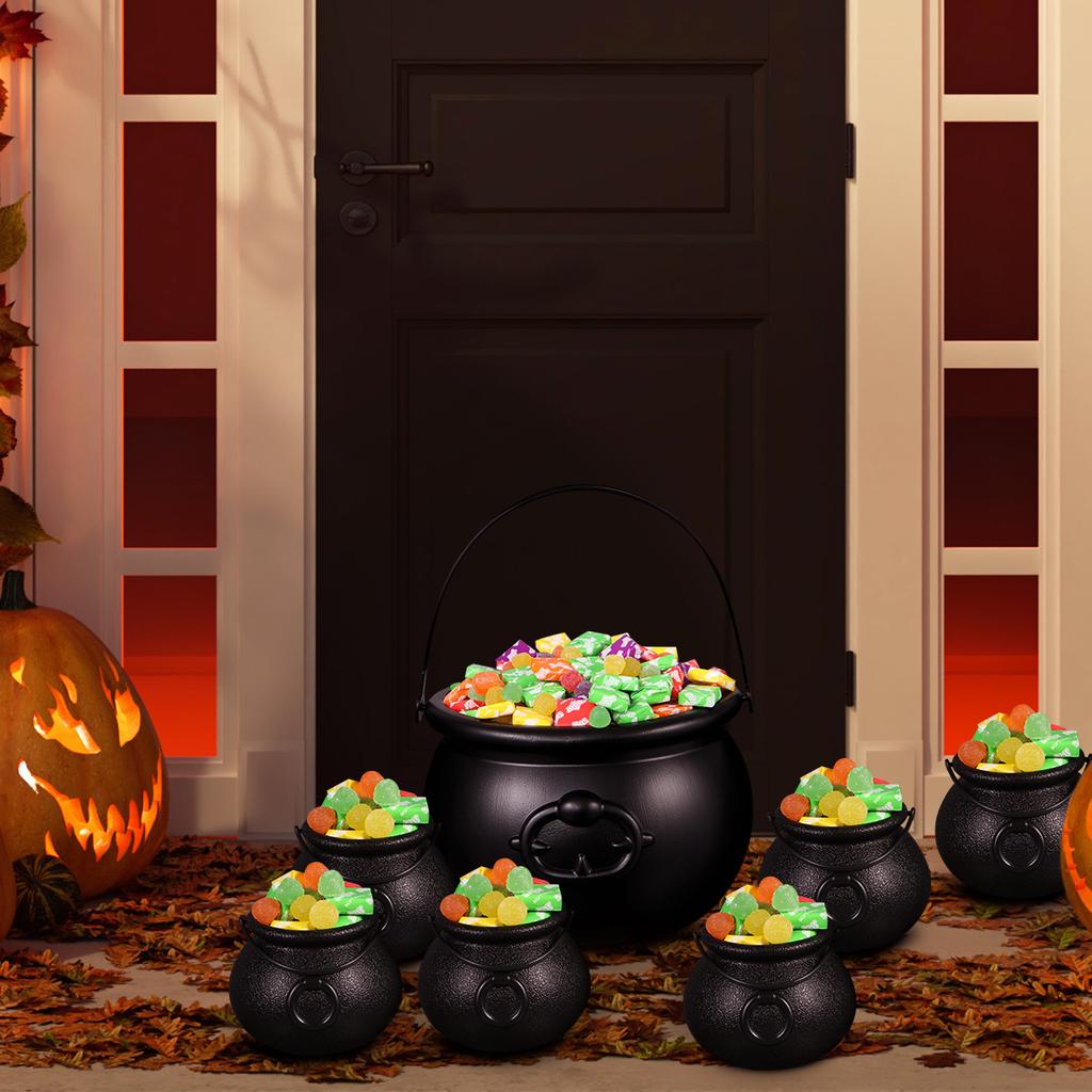 Hemoton 7KS Černý kotlík 6KS Oční bulvy Halloween Candy Bucket Rychlovarná konvice Pomůcky na párty Dekorace