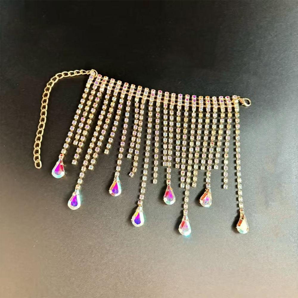 

Colored Crystal Tassel Wine Bottle Charm Wine Bottle Veil Wedding Table Decor Style B