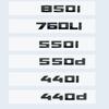 Nuevo Emblema M850i M760Li M550d M550i M440d M440i V12 Negro Brillante con Letras y Números 3D para Maletero de Coche Serie 8 7 5 4