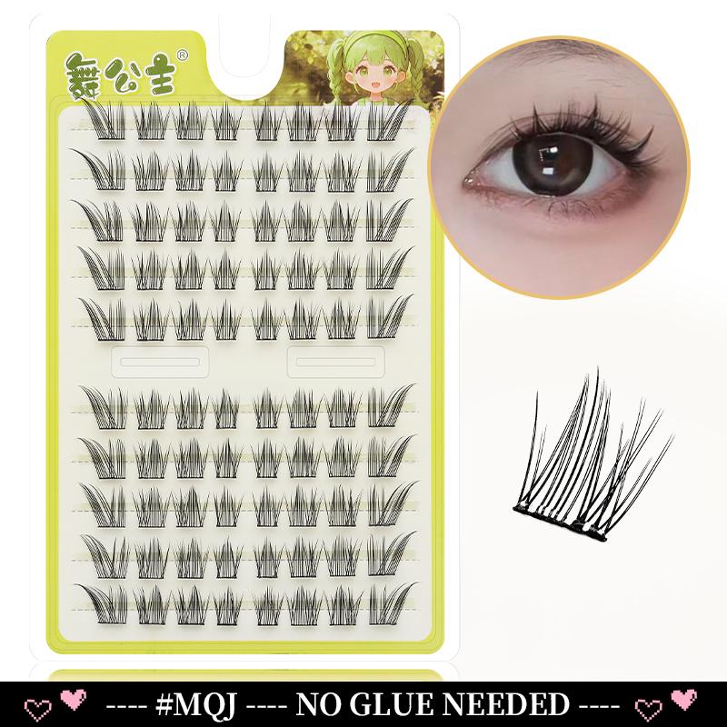 10 Rows Cluster Cat Eye No Glue Lashes Reusable Self Adhesive Glue Free Eyelash Natural Lash Manga Anime Lashes Cluster