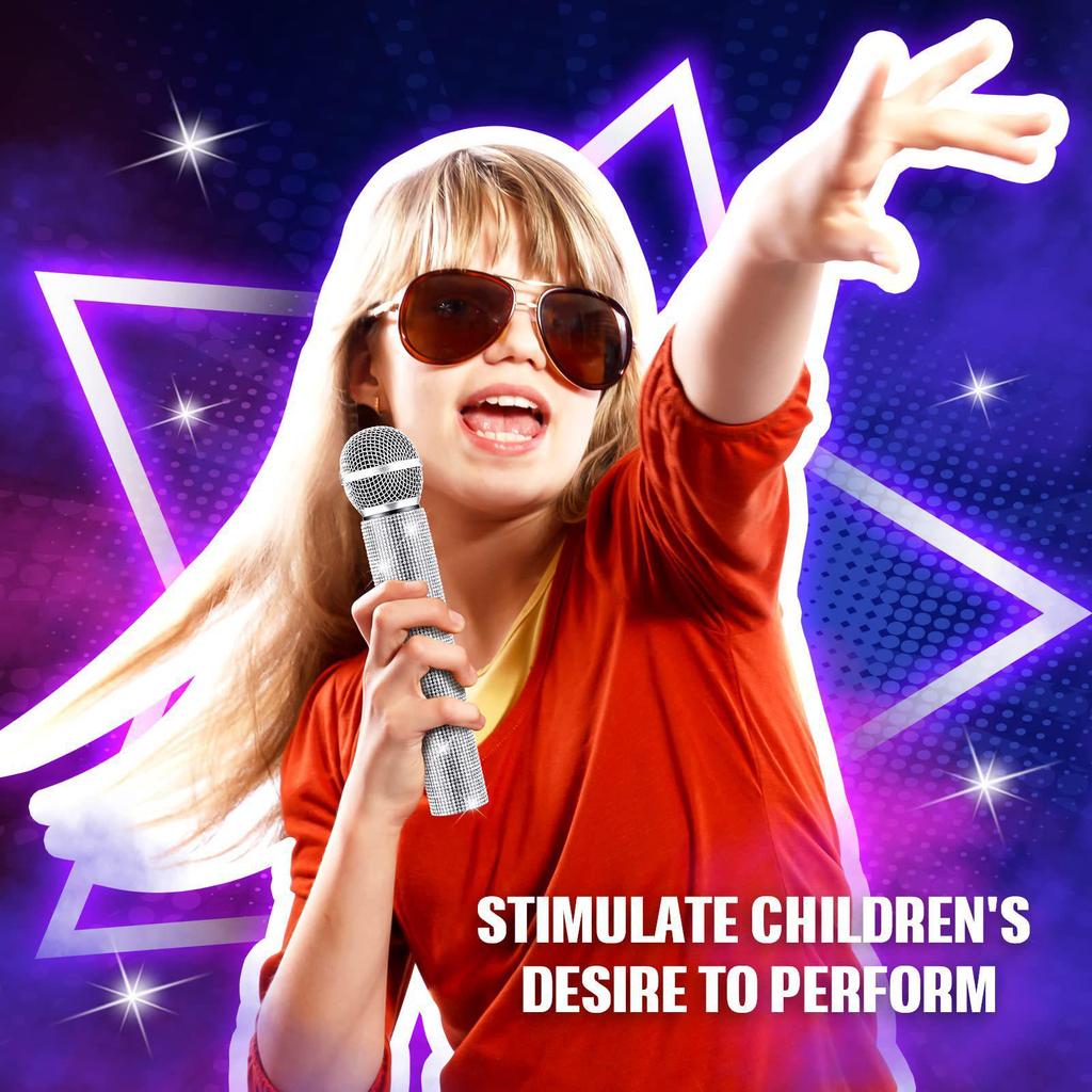 Rhinestone Diamond Microphone Cover for Children's Performance (Prop Only, Mic Not Included)