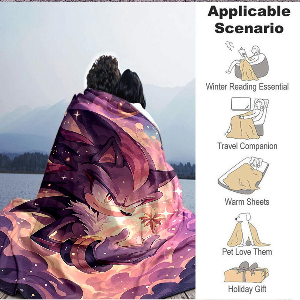 1 stuks Shadow Sonic Flanellen Deken, Zacht Huidvriendelijk met Digitale Print, Diverse Maten Verkrijgbaar voor Familie, Vrienden, Verjaardag