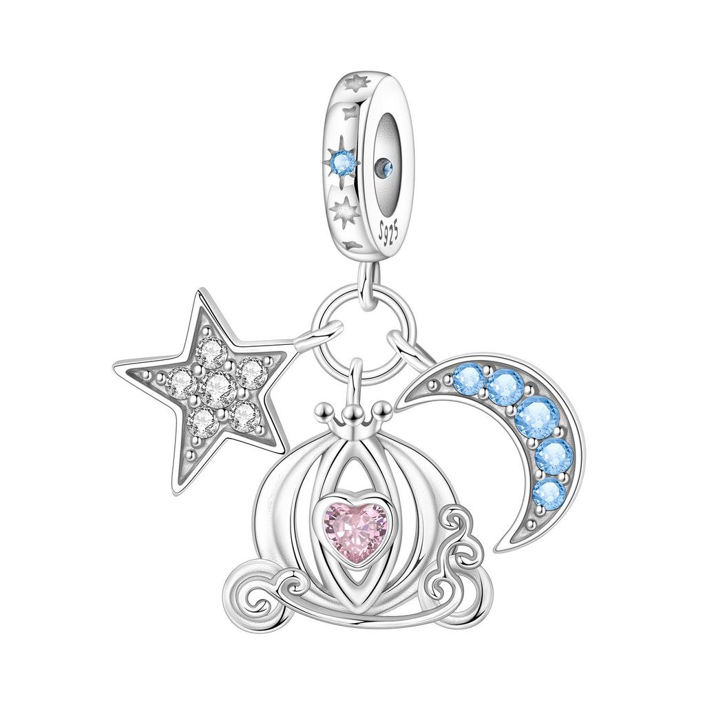 925 Silver Blue Love Snowflake Castle Pendants Bracelet Charms Fit Women Jewelry Party Beads DIY Fine Gifts Accessories