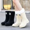New Medium Tube Rain Shoes, Women's Non-slip Water Shoes, Fashion Water Boots, Thick-soled Rain Boots and Velvet Work Rubber Shoes