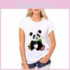 Stylish Women T Shirt Tops Featuring Adorable Panda Print For Summer Casual Wear