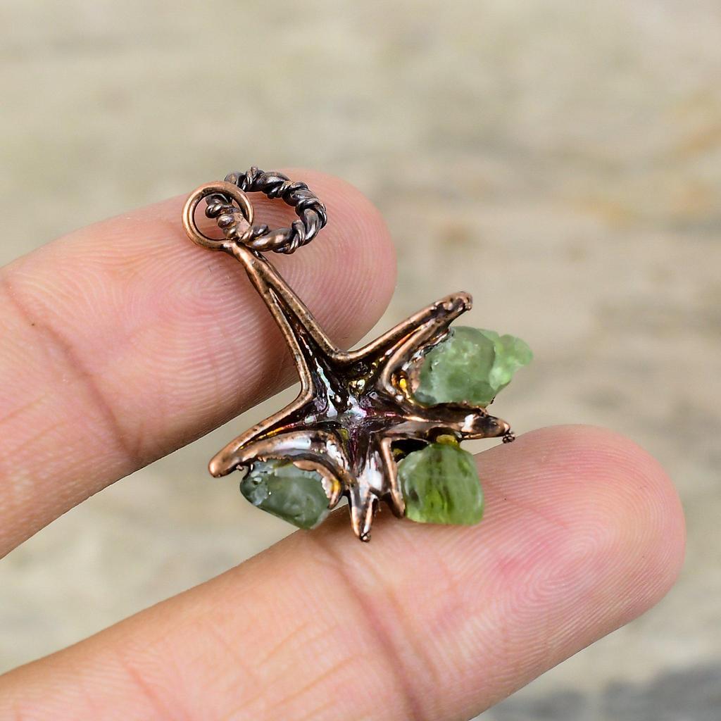 Green Tourmaline Rough Pendant Electroformed Copper Pendant Handmade Jewelry Original Gemstone Pendant Electroformed Jewelry Gift For Mother