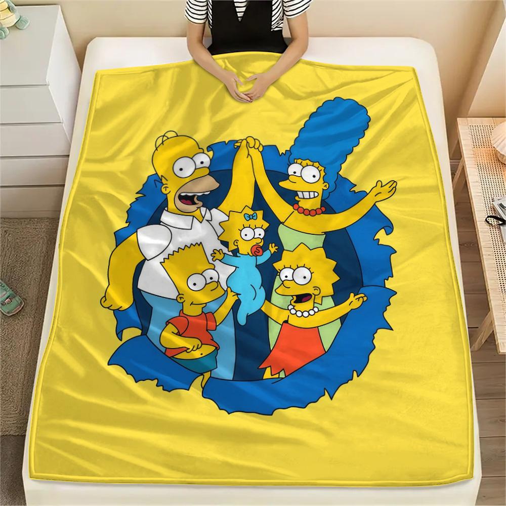 The Simpsons Flannel Blanket, High quality Comfortable for All Seasons, Home Decor, Warmth and Comfort