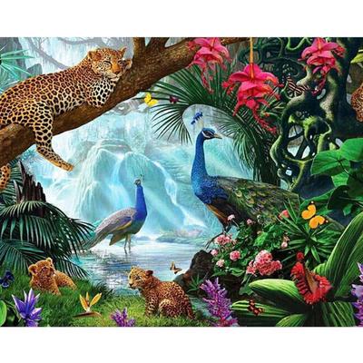 5D DIY Diamond Painting Leopard & Peacock Cross Stitch Diamond Embroidery