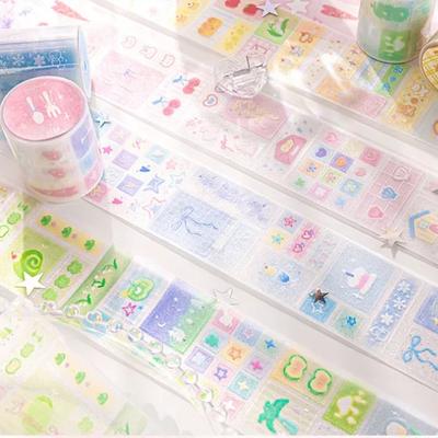 Glitter Kawaii Scrapbook Journaling Sticker Bow Heart Clover Series Stationery Sticker DIY Decor Notebook Masking Tape Kids Gift